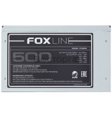 Блок питания ATX Foxline FL500S 500Вт, NOPFC, 120FAN, 3xSATA, 2xPATA, 1xFDD, 1xPCI-E, 24+4