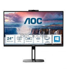 МОНИТОР 23.8" AOC 24V5CW Black с поворотом экрана (IPS, 1920x1080, 75Hz, 1 ms, 178°/178°, 300 cd/m, 20M:1, +HDMI, +DP)