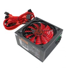 Блок питания Ginzzu PC500 14CM(Red) 80+ black,APFC,24+4p,2 PCI-E(6+2), 5*SATA, 4*IDE,оплетка, кабель питания,цветная коробка