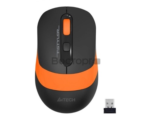 Мышь A4Tech Fstyler FG10S черный/оранжевый оптическая (2000dpi) silent беспроводная USB (4but)