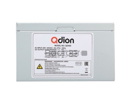 Блок питания ATX Qdion QD450 450W (ATX 2.3, 120mm fan) OEM