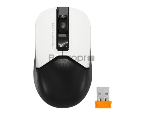 Мышь A4Tech Fstyler FG12S Panda белый/черный оптическая (1200dpi) silent беспроводная USB (3but)