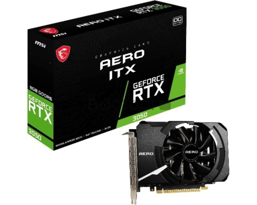 Видеокарта MSI PCI-E 4.0 RTX 3050 AERO ITX 8G OCV2 NVIDIA GeForce RTX 3050 8192Mb 128 GDDR6 1807/14000 HDMIx1 DPx3 HDCP Ret