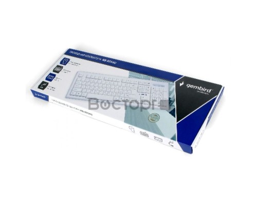 Клавиатура Gembird KB-8354U, USB, бежевый/белый, 104 клавиши, кабель 1,45м