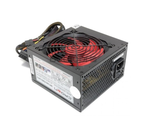 Блок питания CROWN CM-PS500W PLUS (ATX 500W, EMI/CE, 20+4in 450mm, 120mm red FAN, SATA*4, IDE*4, FDD*1, 4+4pin, 6+2pin PCI-E*1, кабель питания 1.2м, слюда)