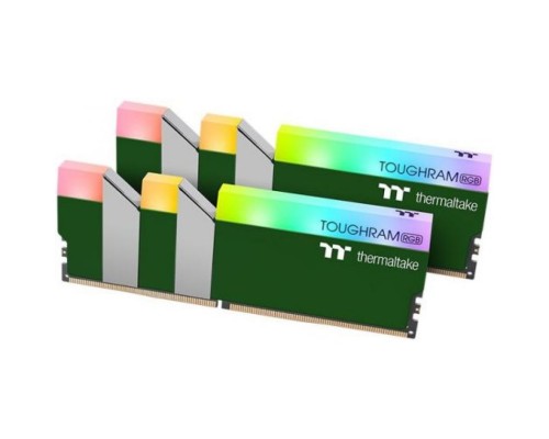 Модуль памяти DDR4 16GB (2*8GB) Thermaltake RG28D408GX2-3600C18A TOUGHRAM RGB green PC4-28800 3600MHz CL18 радиатор 1.35V RTL