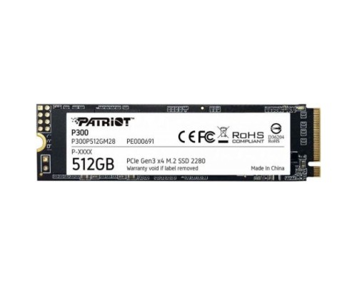 Накопитель SSD M.2 2280 Patriot P300P512GM28 P300 512GB PCI-E 3.0 x4 3D QLC 1700/1200MB/s IOPS 290K/260K