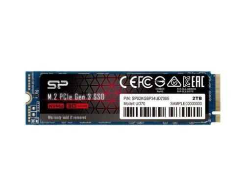 Накопитель SSD M.2 2280 Silicon Power SP02KGBP34UD7005 UD70 2TB PCIe Gen3x4 3D QLC NAND 3400/3000MB/s MTBF 1.8M