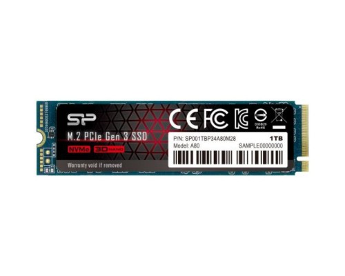 Накопитель SSD M.2 2280 Silicon Power SP001TBP34A80M28 P34A80 1TB PCI-E x4 NVMe 3200/3000MB/s 3D TLC NAND MTBF 2M