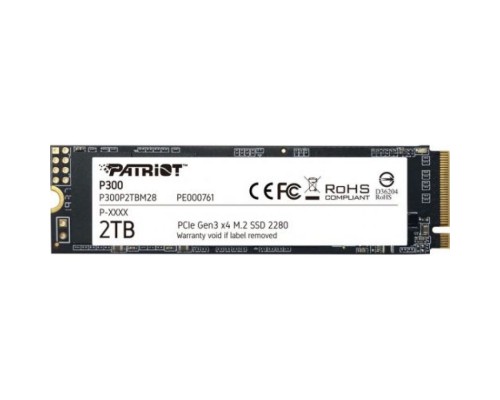 Накопитель SSD M.2 Patriot P300P2TBM28 2.0TB, PCI-E 3.0 x4, up to 2100/1650MBs, 290000 IOPs, 3D TLC, SMI2263XT, TBW 320TB, 22х80mm