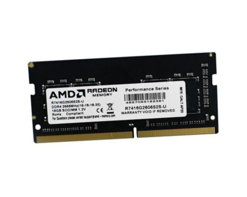 Модуль памяти SODIMM DDR4 16GB AMD R7416G2606S2S-U PC4-21300 2666MHz CL16 1.2V RTL