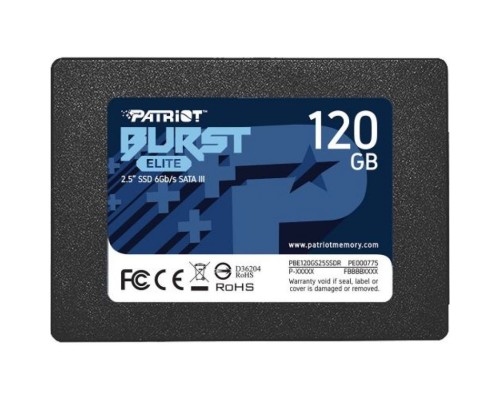 Накопитель SSD 2.5'' Patriot Memory PBE120GS25SSDR Burst Elite 120GB SATA 6Gb/s 3D TLC 450/320MB/s IOPS 40K/40K MTBF 2M