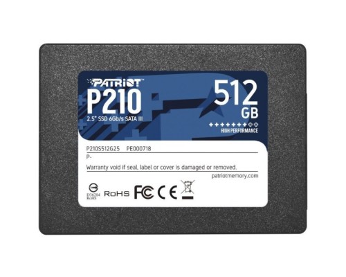 Накопитель SSD 2.5'' Patriot P210S512G25 P210 512GB SATA 6Gb/s 3D TLC 520/430MB/s IOPS 50K/50K 7mm