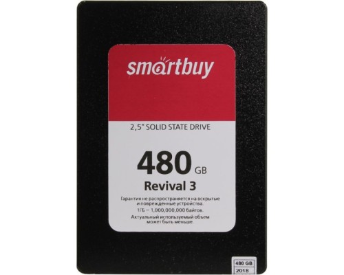 Накопитель SSD 2.5'' SmartBuy SB480GB-RVVL3-25SAT3 Revival 3 480GB SATA-III TLC 3D NAND PS3111 550/460 IOPS 81K MTBF 1.8M 7mm Bulk