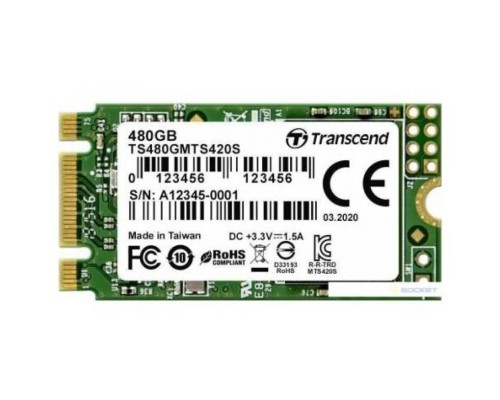 Накопитель SSD M.2 Transcend TS480GMTS420S 480GB, SATA3, up to 560/340MBs, 85000 IOPs, 3D TLC, 22х42мм