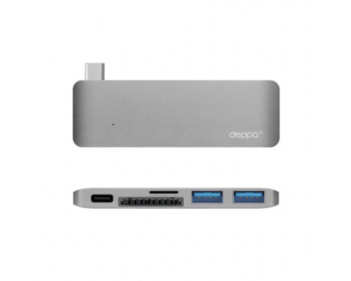 USB-хаб Deppa USB-C 5 портов, Grey