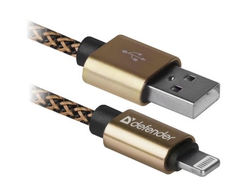 Кабель-переходник DEFENDER Lightning-USB 1 м gold