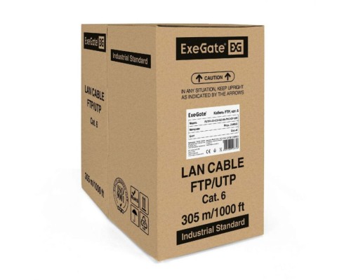 Кабель ExeGate EX281810RUS FUTP4-C6-CU-S23-IN-PVC-GY-305 FTP 4 пары gray