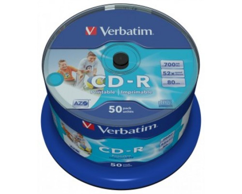 CD-диск Verbatim 700Mb 52x Cake Box (50 шт) Printable