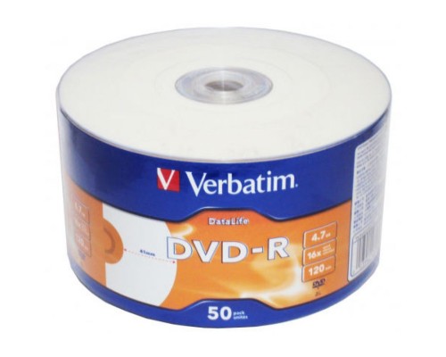 DVD-диск Verbatim DVD-R DataLife Inkjet Printable, Shrink