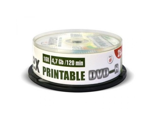 DVD-диск Mirex 4.7 Gb, Cake Box (25 шт), Ink Printable