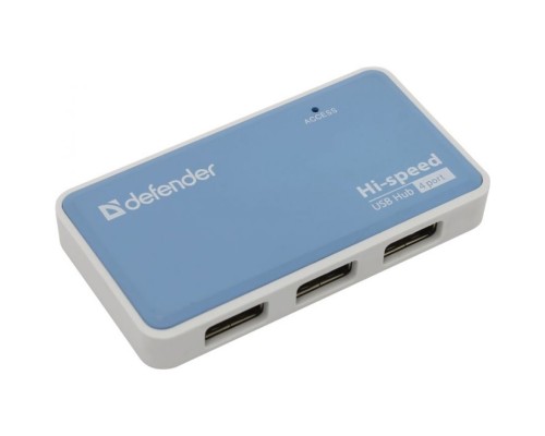 USB-хаб Defender Quadro Power, white/blue