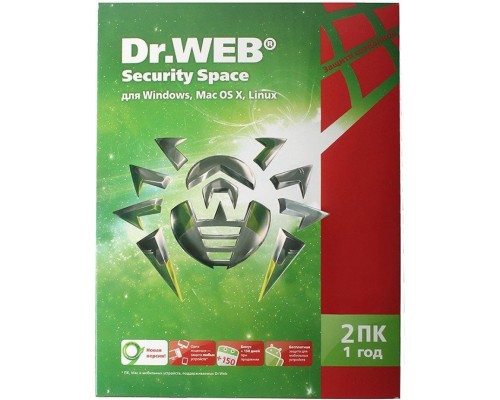 Антивирус Dr.Web Security Space 2 ПК на 1 год BHW-B-12M-2-A3