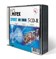 CD-диск Mirex 700 Mb, Sport, Slim Case (5 шт)