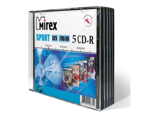 CD-диск Mirex 700 Mb, Sport, Slim Case (5 шт)