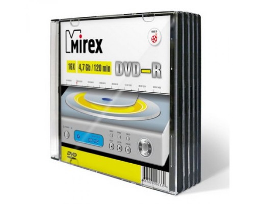 DVD-диск Mirex 4.7 Gb, Slim Case (5 шт)