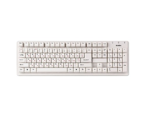 Клавиатура Sven Standard 301 SV-03100301UW белая, USB, 105 кнопок, влагоустойчивая